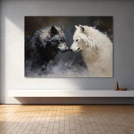 Tableau Loup Noir Loup Blanc