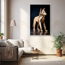 Tableau Loup Origami, art mural décoration nature