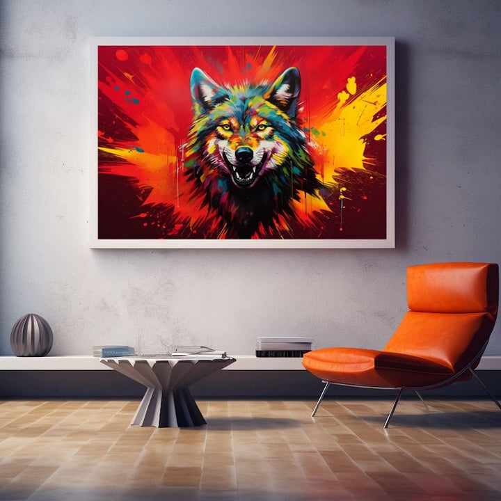 Tableau Loup Pop Art, art mural décoration nature