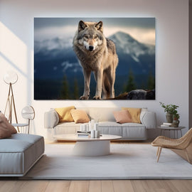 Tableau Loup Solitaire, art mural décoration nature