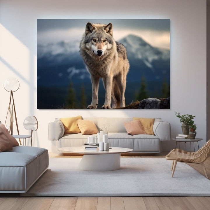 Tableau Loup Solitaire, art mural décoration nature