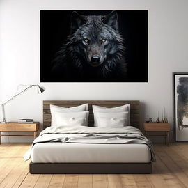 Tableau Loup sur Fond Noir, art mural décoration nature