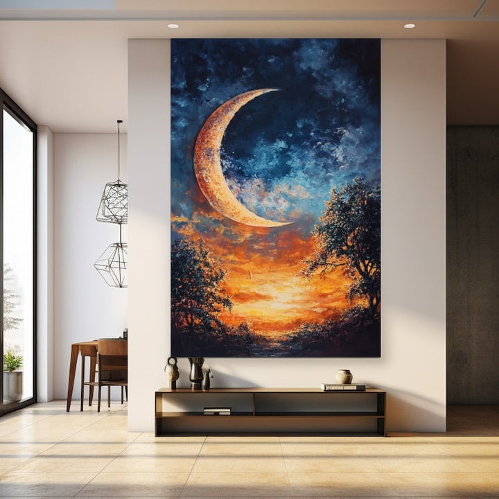 Tableau Croissant sur Ciel de Feu, art mural décoration nature