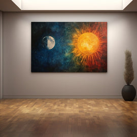 Tableau Lune et Soleil, art mural décoration nature