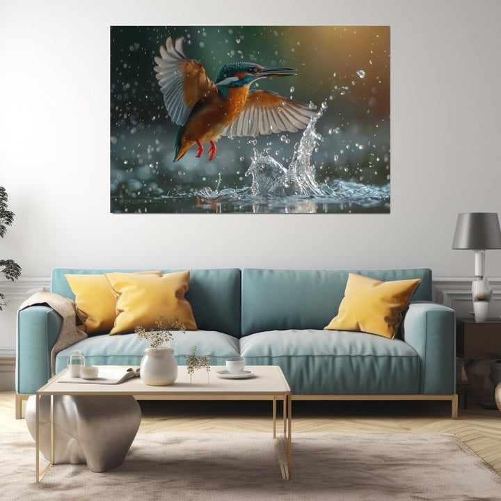 Tableau Martin Pêcheur, art mural décoration nature