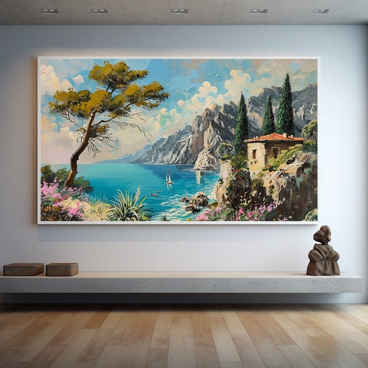 Tableau Mer Maison, art mural décoration nature