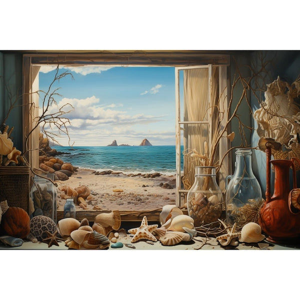 Tableau Trompe l'Oeil Mer, art mural décoration nature