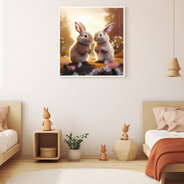 Tableau Moderne avec des Lapins, art mural décoration nature