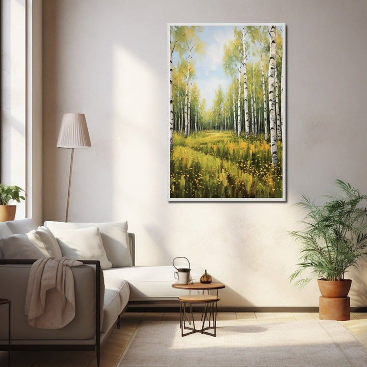 Tableau Moderne Bouleaux, art mural décoration nature