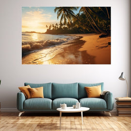 Tableau Moderne de Mer et Palmier, art mural décoration nature