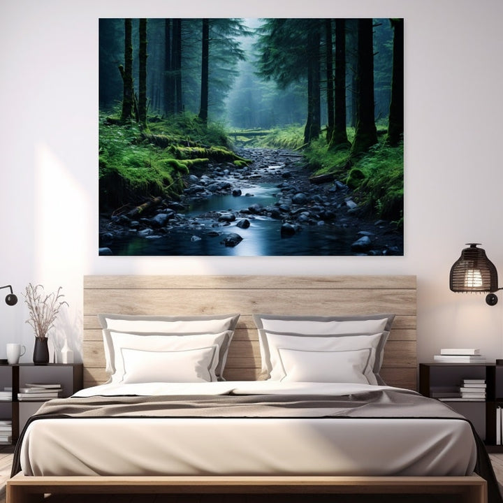 Tableau Moderne Forêt Arbres, art mural décoration nature