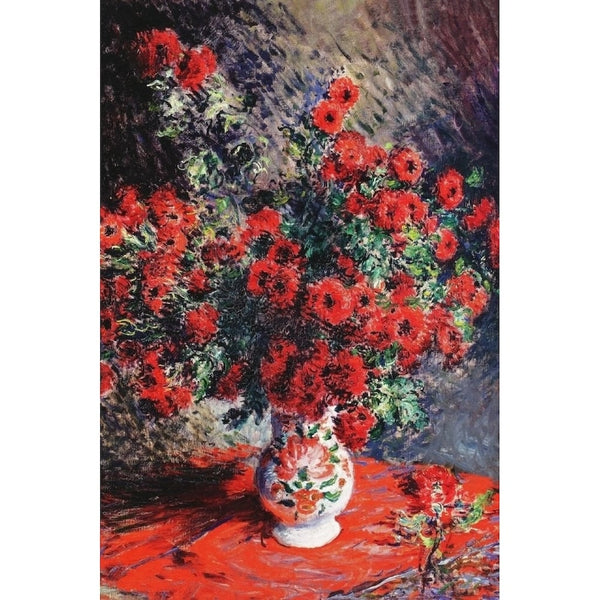 Tableau Claude Monet Fleurs Rouges, art mural décoration nature