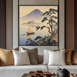 Tableau Mont Fuji et Lac, art mural décoration nature