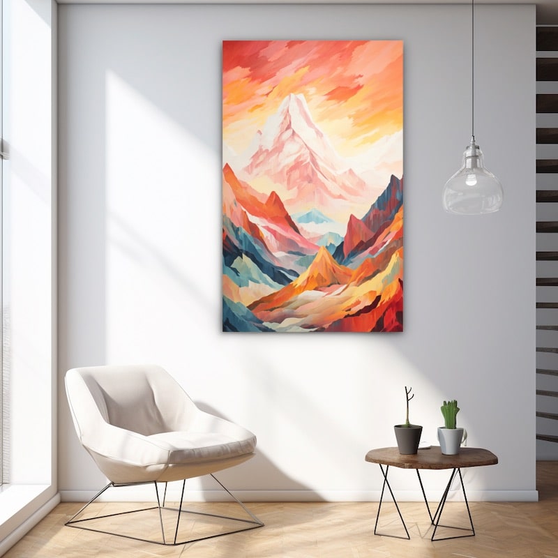 Tableau montagne Peinture abstraite colorée