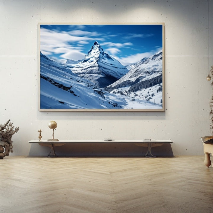 Tableau Sommet Pyramidal Enneigé, art mural décoration nature