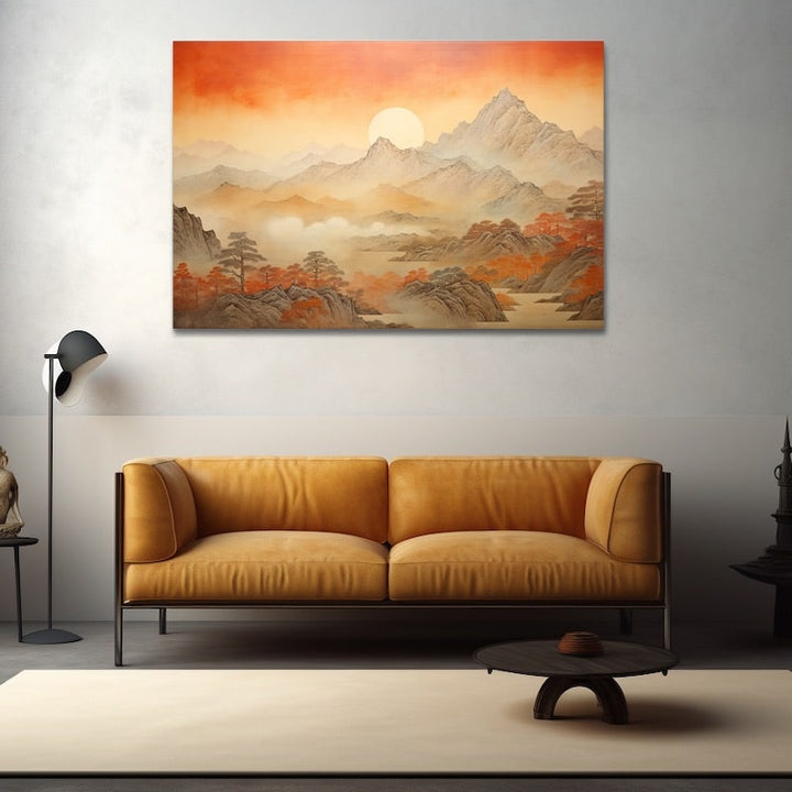 Tableau Montagne Feng Shui, art mural décoration nature