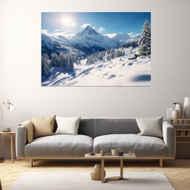Tableau Montagne Hiver, art mural décoration nature