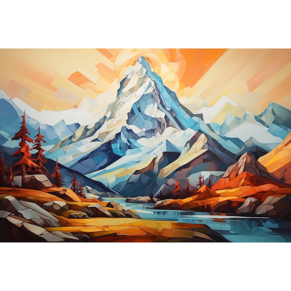 Tableau Montagne Géométrique, art mural décoration nature