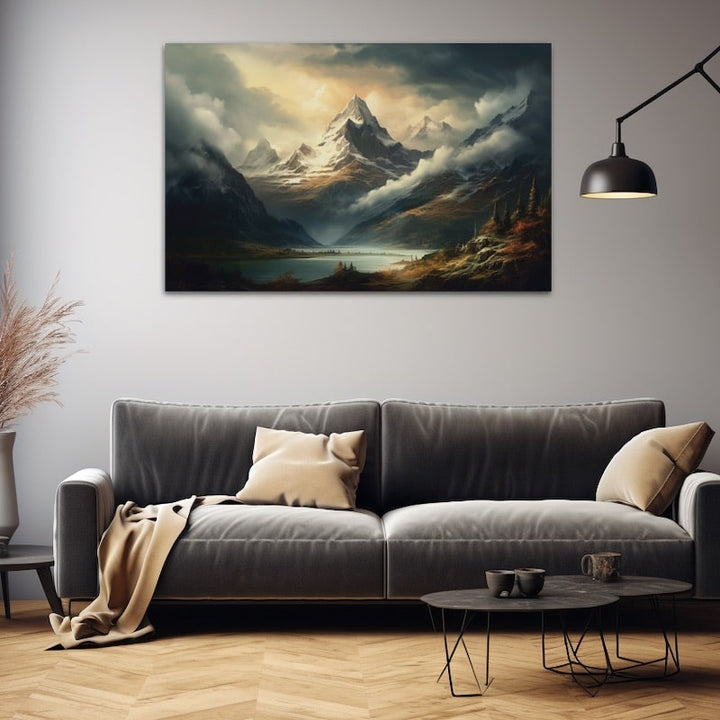 Tableau Montagne Vintage, art mural décoration nature