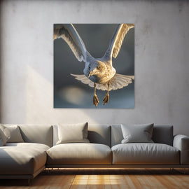 Tableau Mouette en Vol de Face, art mural décoration nature