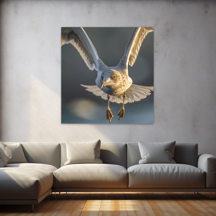 Tableau Mouette en Vol de Face, art mural décoration nature