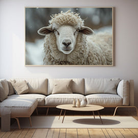 Tableau avec Mouton Laineux sous la Neige, art mural décoration nature