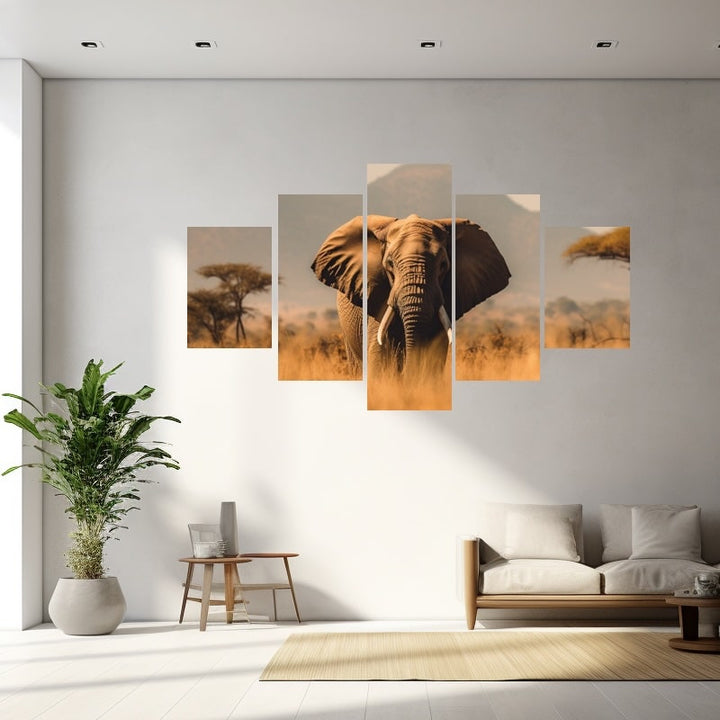 Tableau Multi Panneaux Éléphant, art mural décoration nature