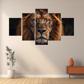 Tableau Multi Panneaux Lion, art mural décoration nature