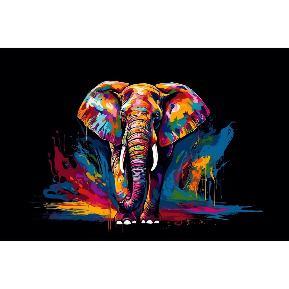 Tableau Multicolore Éléphant