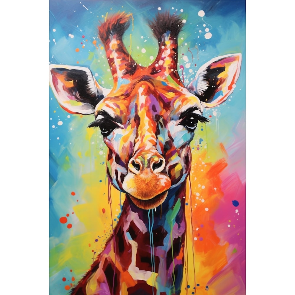 Tableau coloré de girafe - Tableau animaux