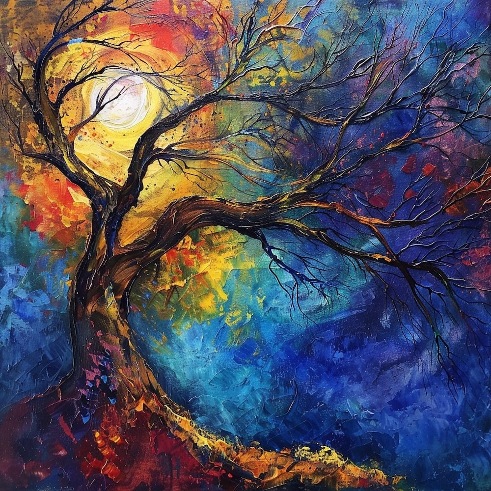 Tableau Arbre Multicolore, art mural décoration nature