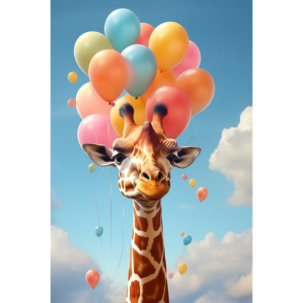 Tableau Mural Girafe Ballon, art mural décoration nature