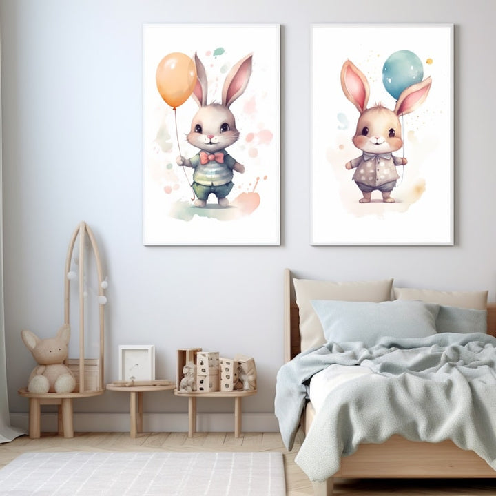 Tableau Mural Chambre Bébé Lapin, art mural décoration nature