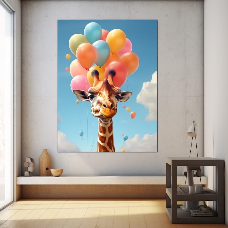 Tableau Mural Girafe Ballon