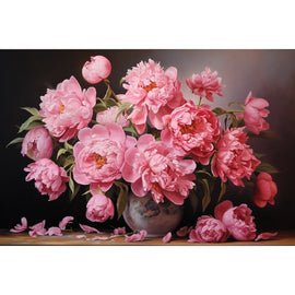 Tableau Nature Morte Pivoines Huile, art mural décoration nature