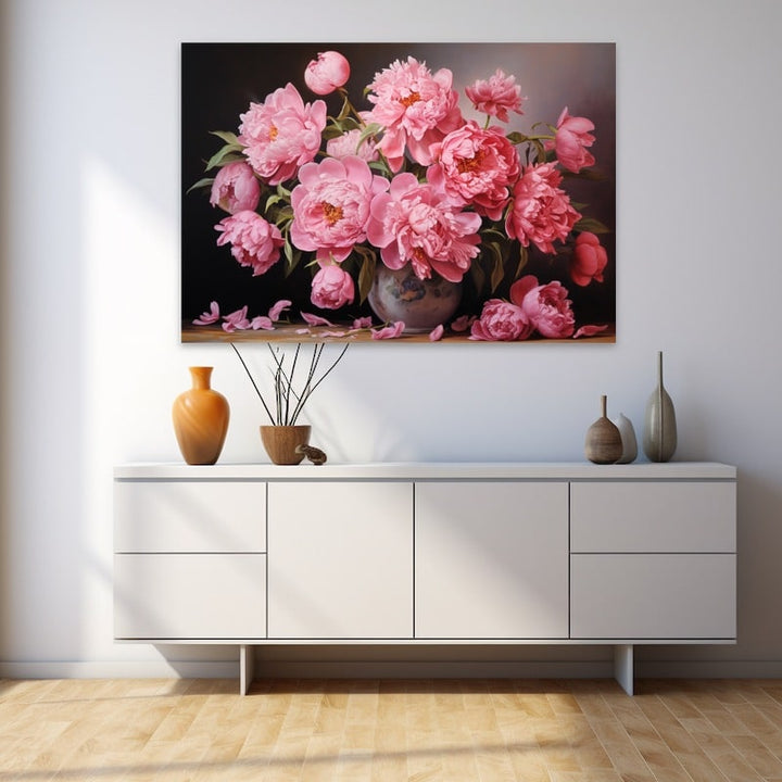 Tableau Nature Morte Pivoines Huile