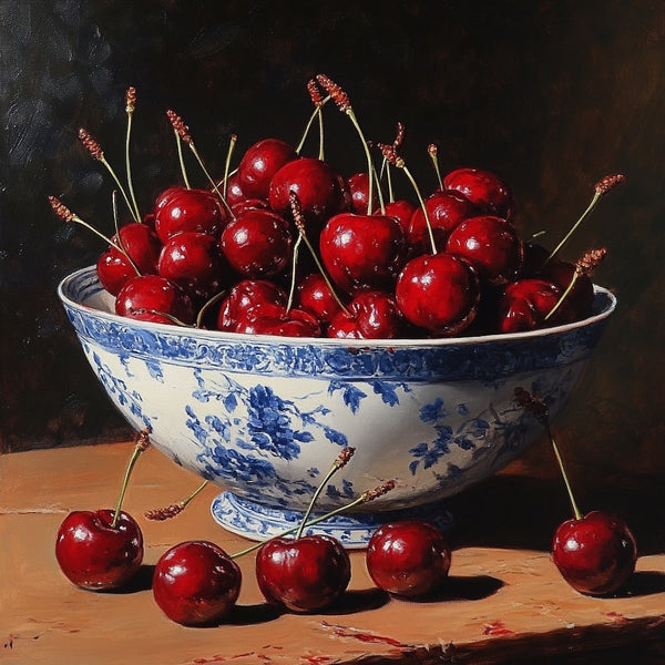 Tableau Nature Morte de Cerises, art mural décoration nature