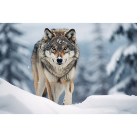 Tableau Loup Neige, art mural décoration nature
