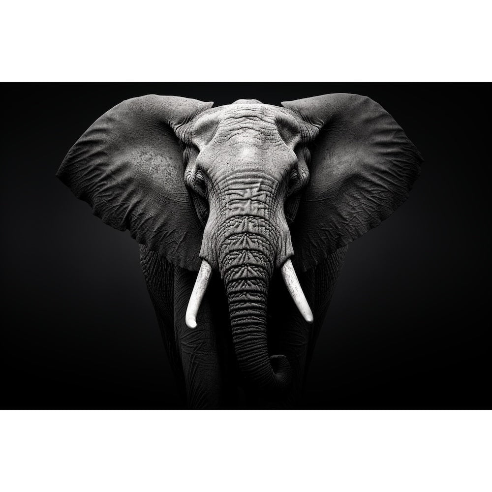 Tableau Éléphant Noir et Blanc, art mural décoration nature