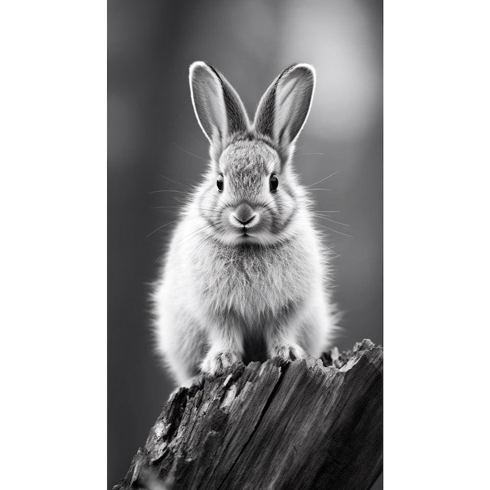 Tableau Duo de Lapins en Noir et Blanc, art mural décoration nature