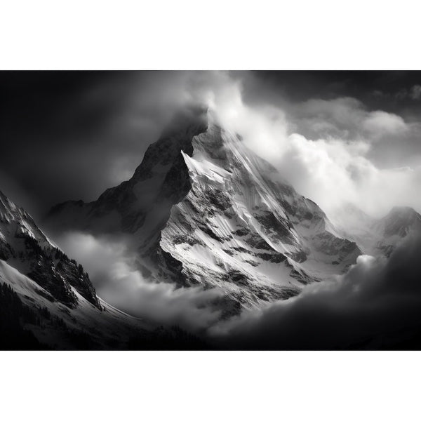 Tableau Montagne Noir et Blanc, art mural décoration nature