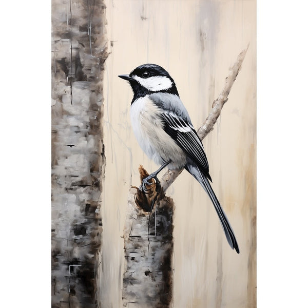 Tableau Oiseau Noir et Blanc, art mural décoration nature, vue 2