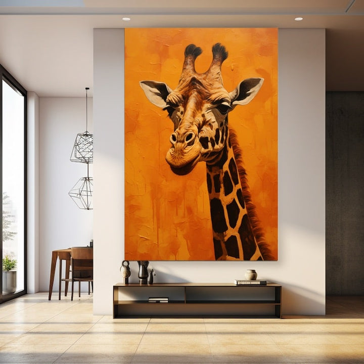 Tableau Ocre Girafe, art mural décoration nature