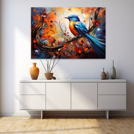 Tableau Oiseau Abstrait Moderne Multicolore, art mural décoration nature