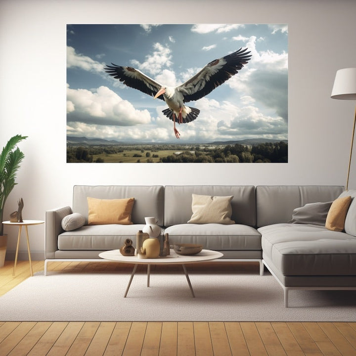 Tableau Oiseau avec Nuages, art mural décoration nature