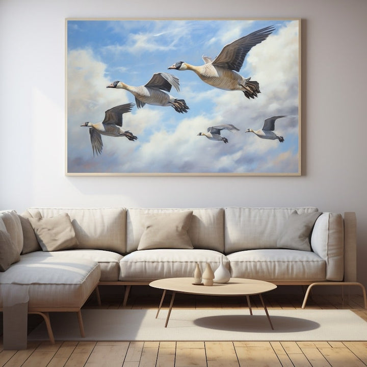 Tableau Oiseaux dans les Nuages, art mural décoration nature
