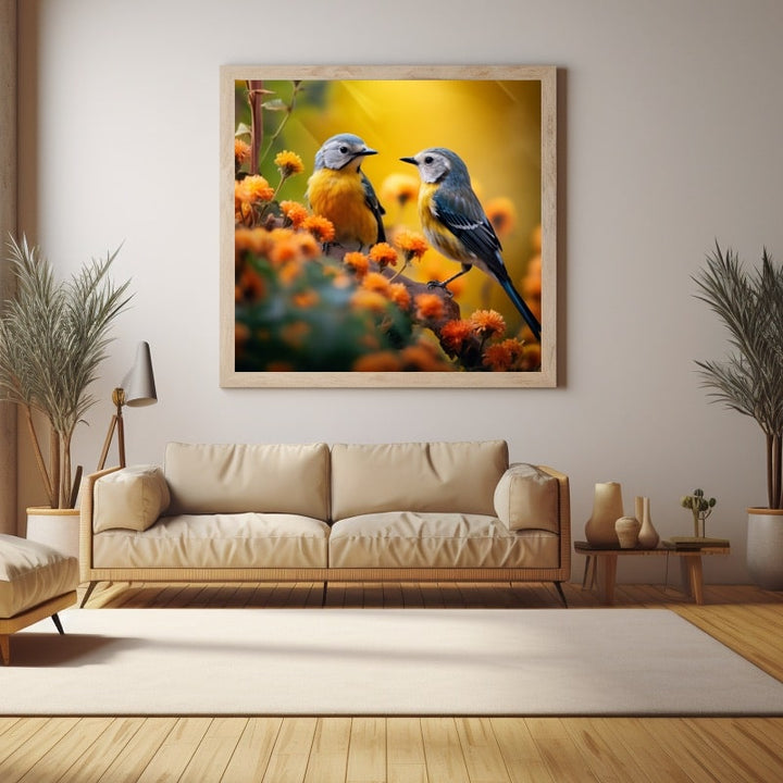 Tableau Oiseaux des Jardins, art mural décoration nature
