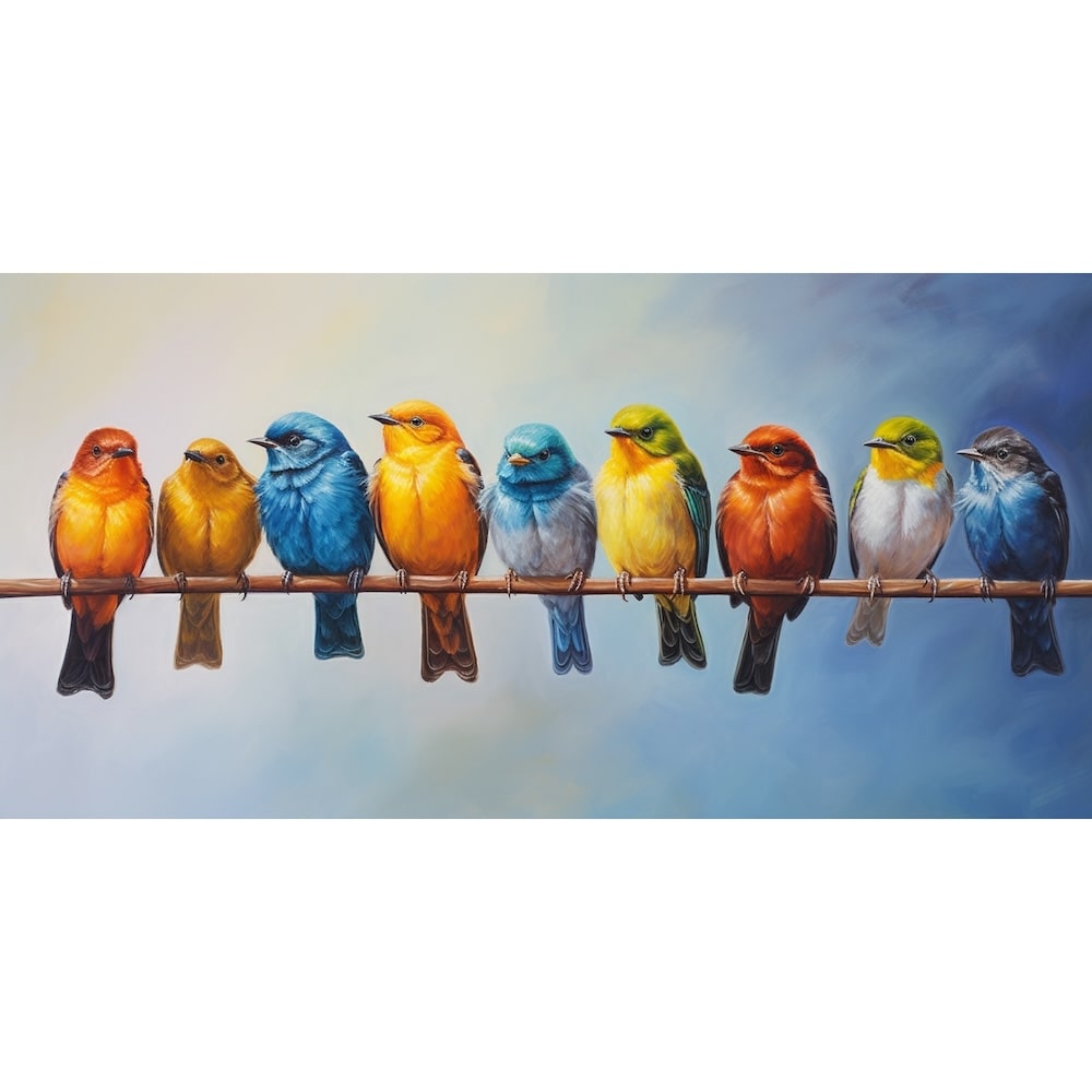 Tableau Oiseaux sur un Fil, art mural décoration nature, vue 2