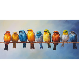 Tableau Oiseaux sur un Fil, art mural décoration nature, vue 2