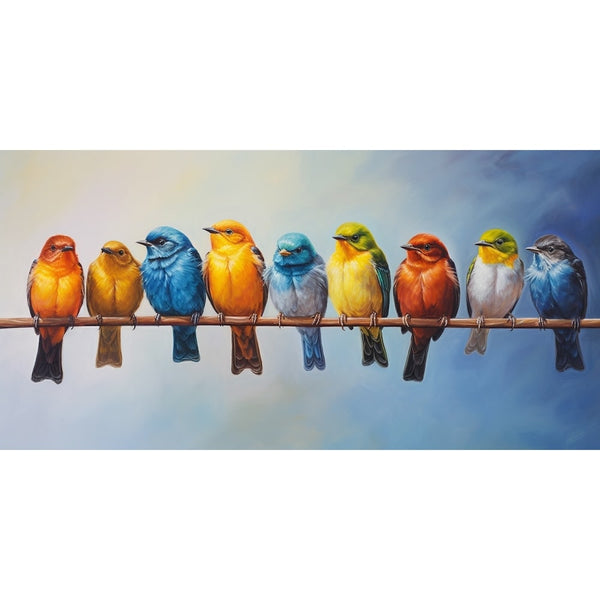 Tableau Oiseaux sur un Fil, art mural décoration nature, vue 2